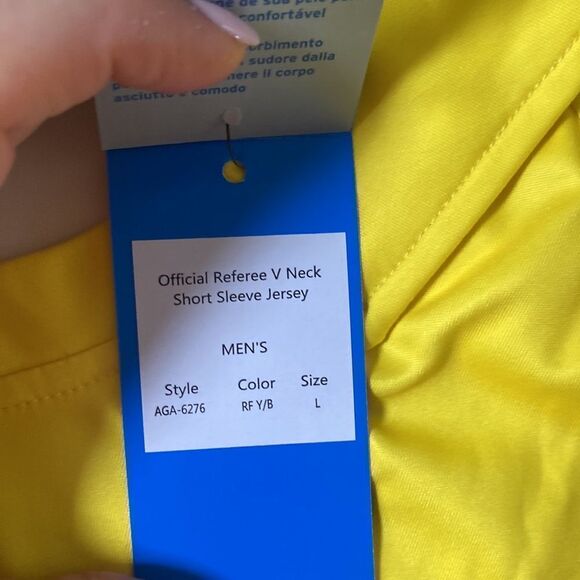 CAPELLI WOMEN'S OFFICIAL REFEREE V-NECK SHORT SLEEVE JERSEY L REFEREE YELLOW NWT - Picture 6 of 7